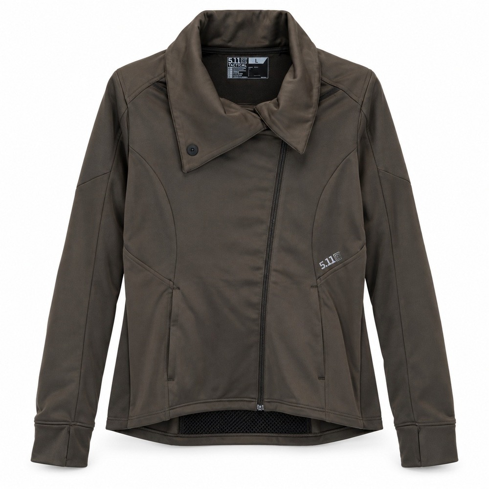 5.11 Tactical Womens Asymmetrical Zip Softshell Jacket Ranger Green Large 62075 - Picture 2 of 16